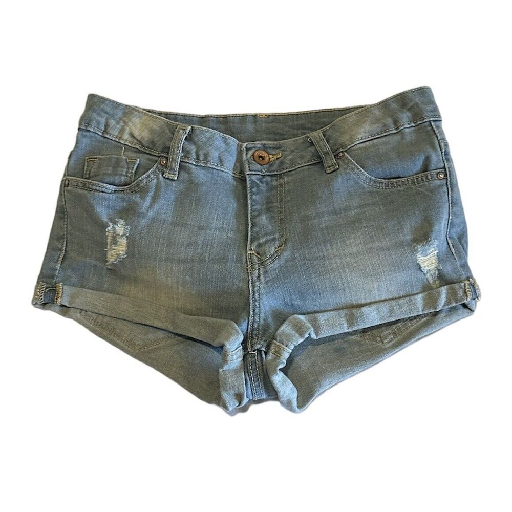 H&M DIVIDED Women's Size 4 Light Wash Distressed Denim Shorts